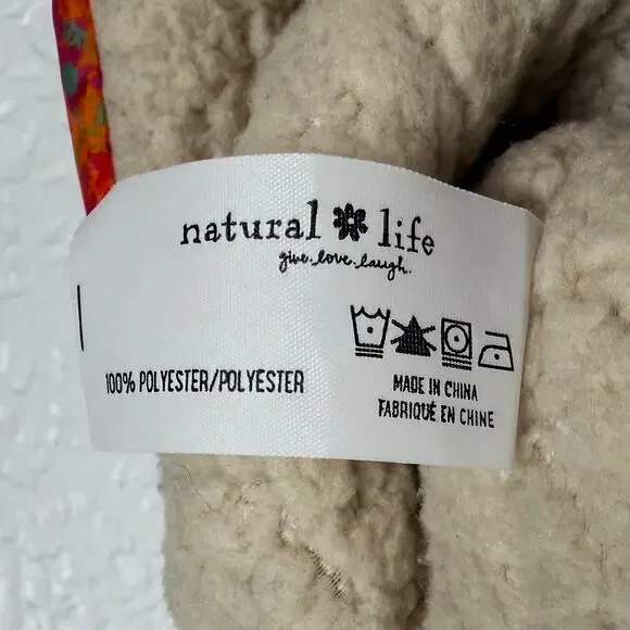 Natural Life Floral Sherpa Lined Cropped Puffer Vest Size XL - Picture 5 of 5